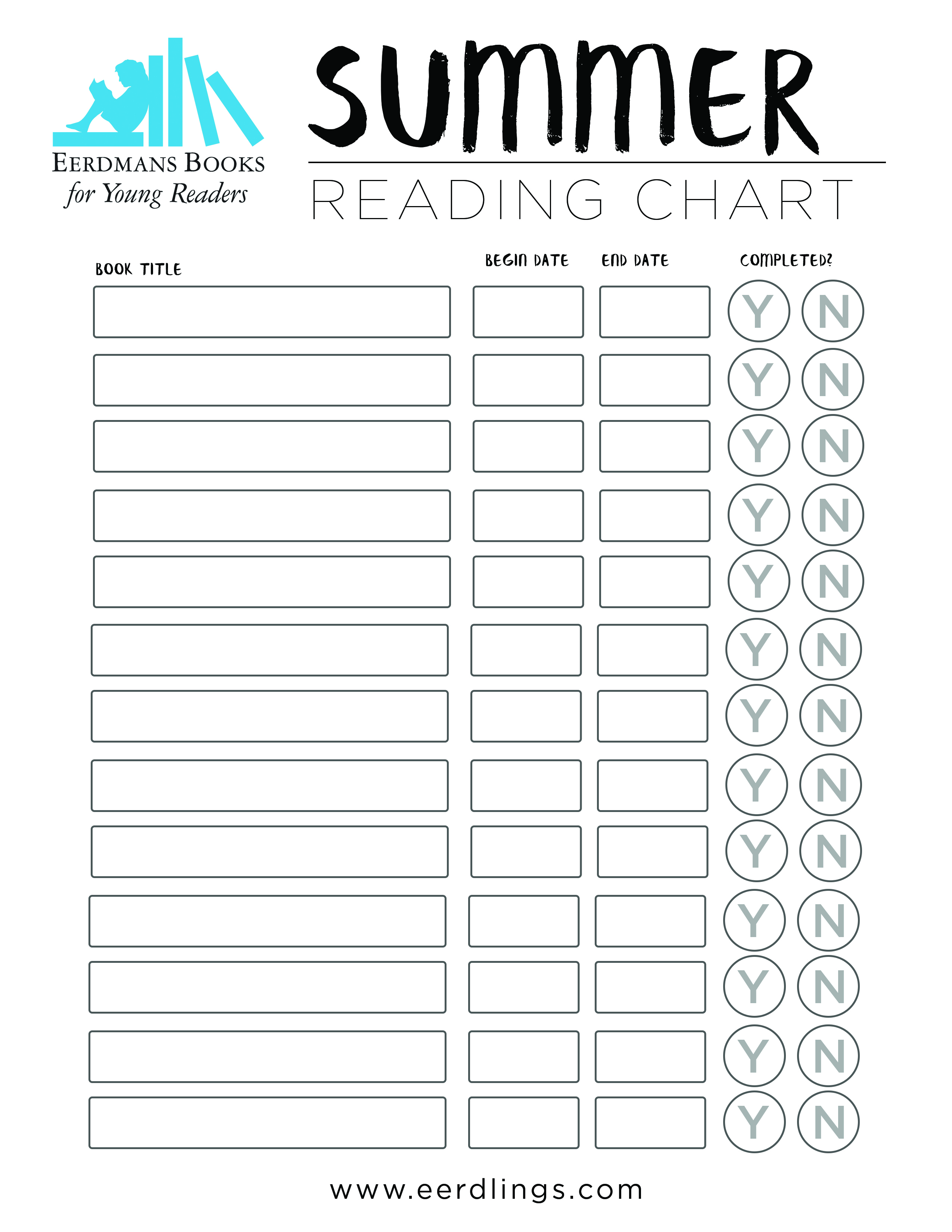 Printable Reading Chart